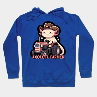 American Cute Axolotl Farmer - Tractor Hoodie